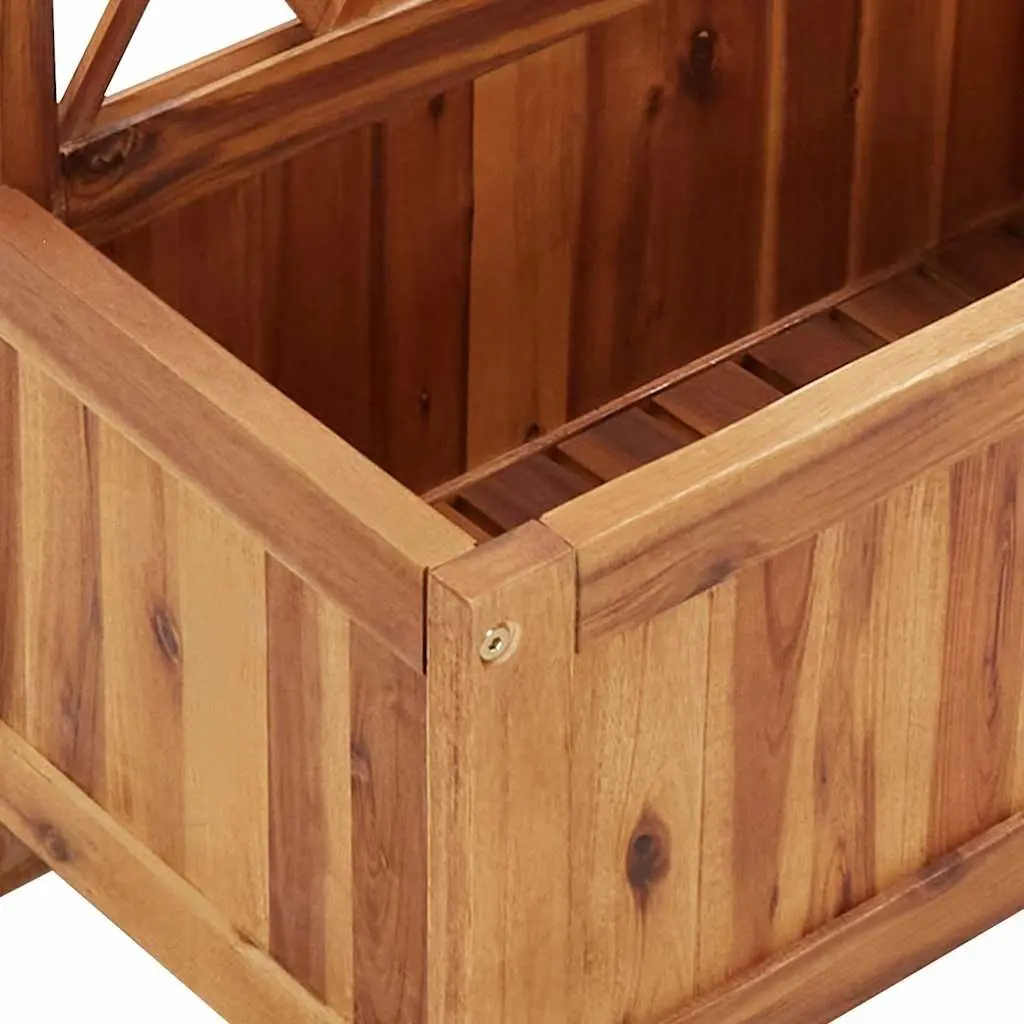 Garden Raised Bed with Trellis Solid Acacia Wood Planter Box Outdoor