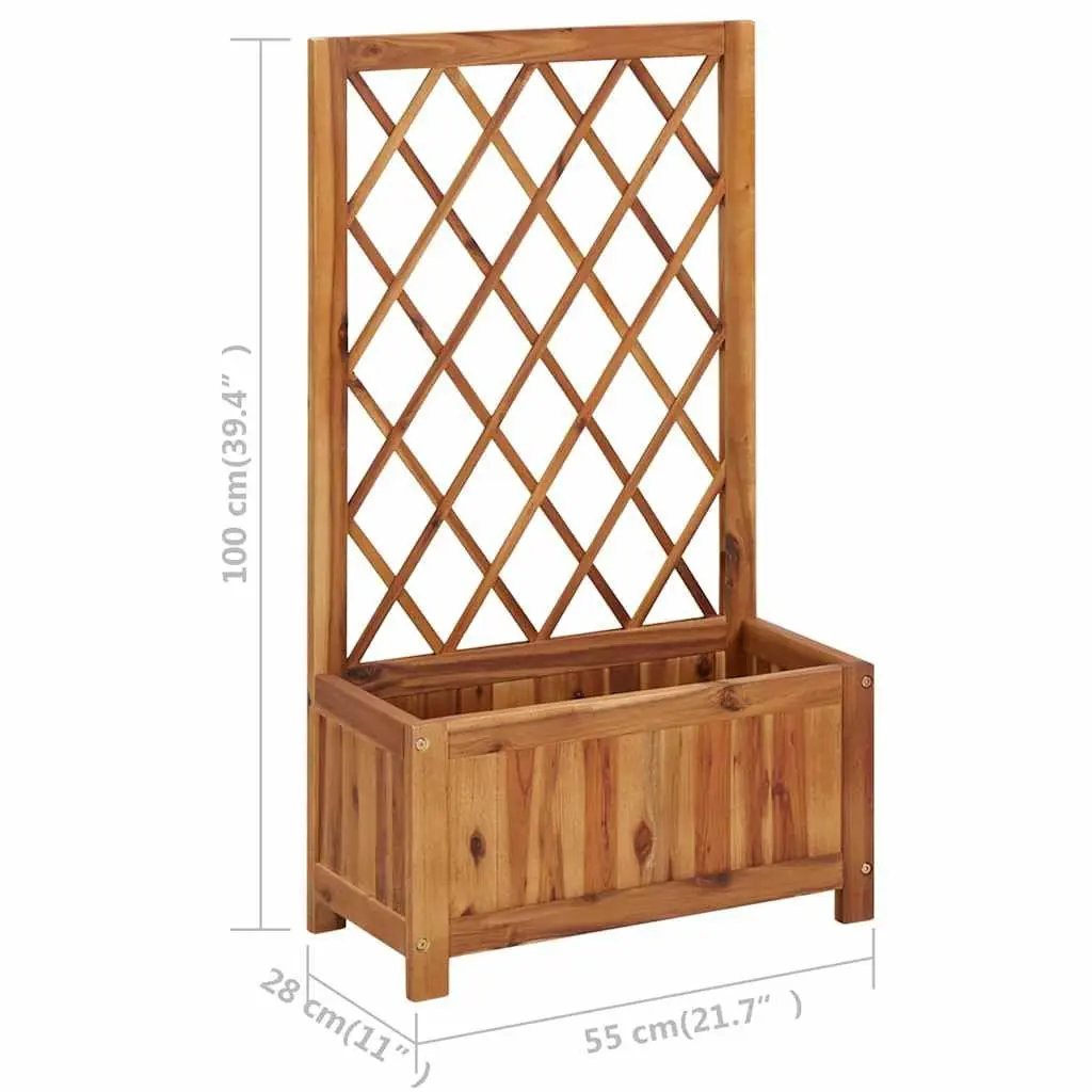 Garden Raised Bed with Trellis Solid Acacia Wood Planter Box Outdoor