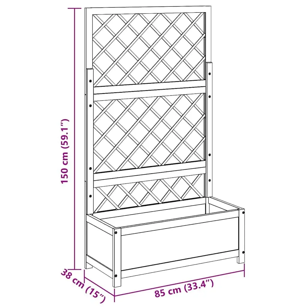 Raised Garden Bed with Trellis Solid Acacia Wood 85 x 38 x 150 cm