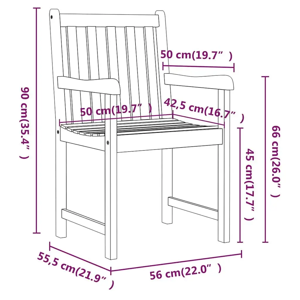Outdoor Chairs 2 pcs Garden Seating Armchairs Solid Wood Weather Resistant