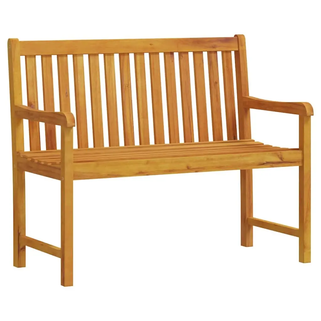 Outdoor Garden Bench Solid Acacia Wood 110cm Brown Backrest Armrest Seating