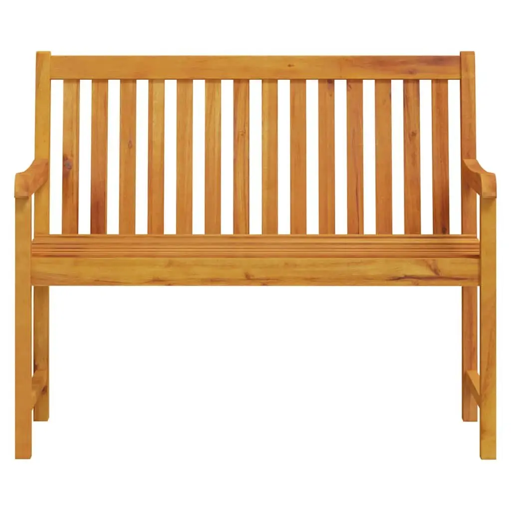 Outdoor Garden Bench Solid Acacia Wood 110cm Brown Backrest Armrest Seating
