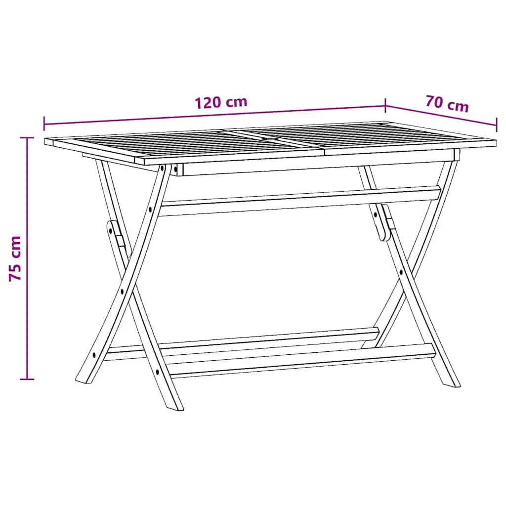 Folding Garden Dining Table Solid Eucalyptus Wood 120x70cm Outdoor Patio