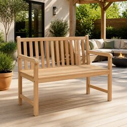 Your New 114cm Teak Bench for Outdoor Relaxation