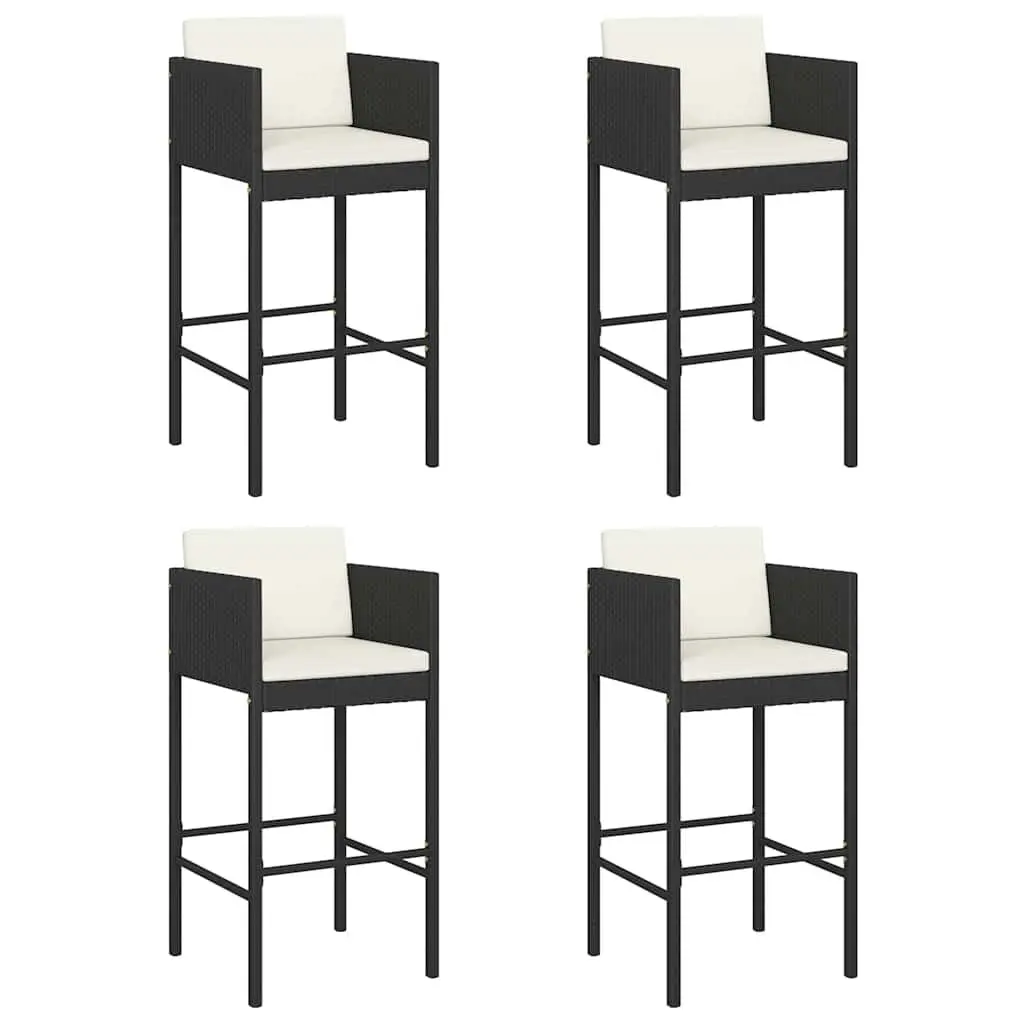 Outdoor Bar Stools Set 4 Pieces with Cushions Garden Patio Counter Height