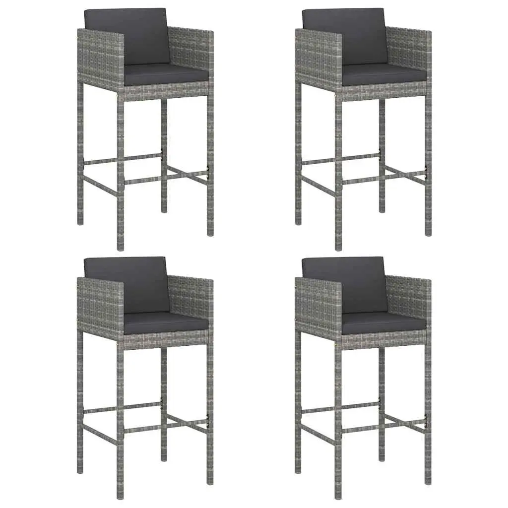 Outdoor Bar Stools Cushioned Grey 4 Piece Set