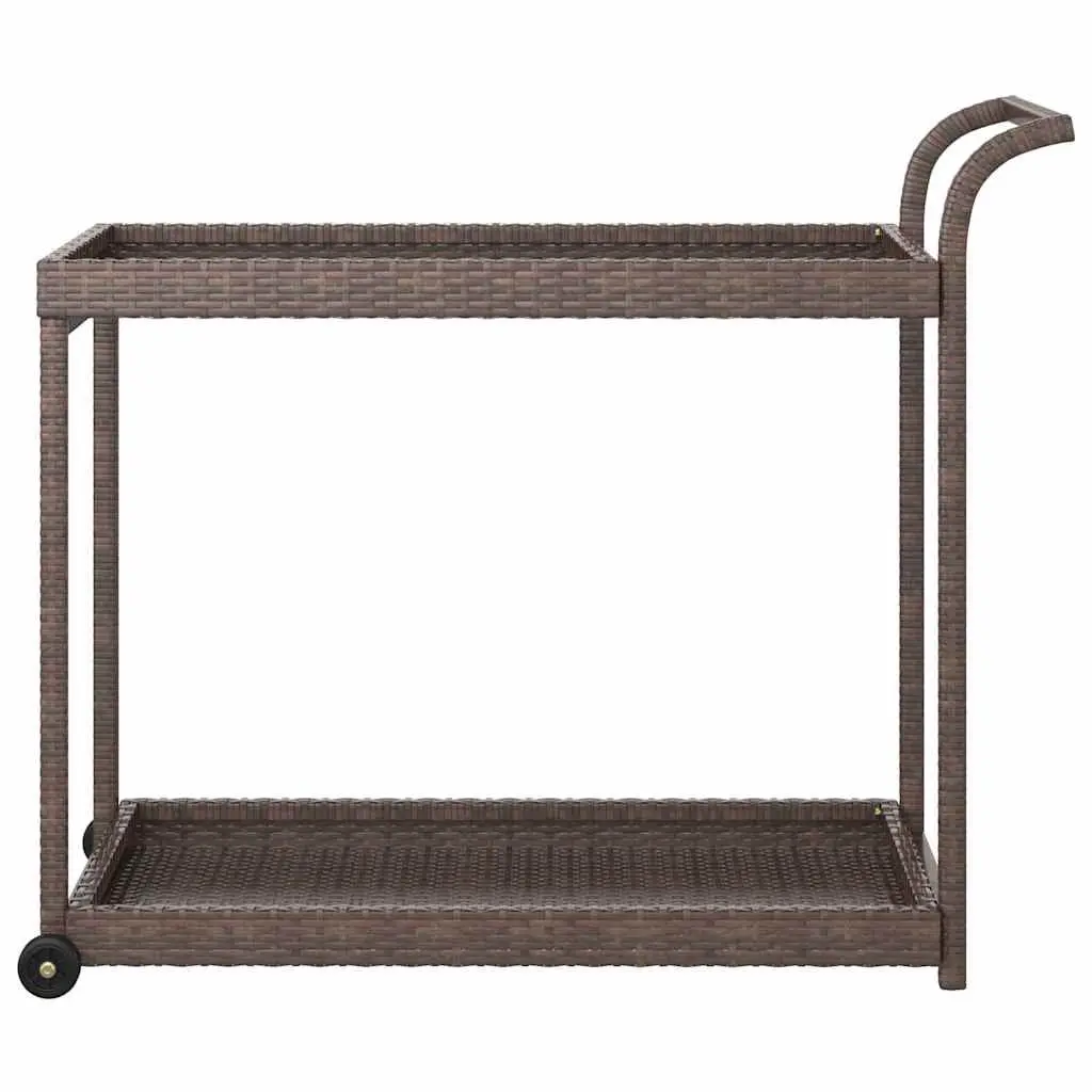 Bar Cart Weather-Resistant Brown Poly Rattan 100x45x83 cm Kitchen Dining Trolley Service Cart