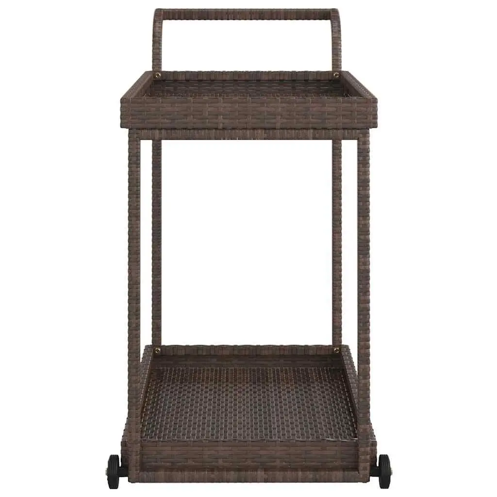 Bar Cart Weather-Resistant Brown Poly Rattan 100x45x83 cm Kitchen Dining Trolley Service Cart