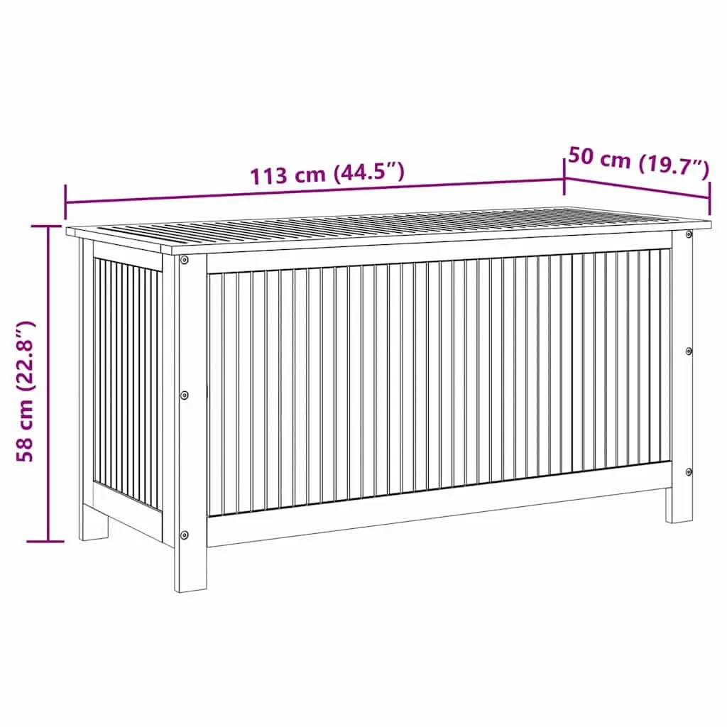 Garden Storage Box Solid Wood Outdoor Furniture 113x50x58cm