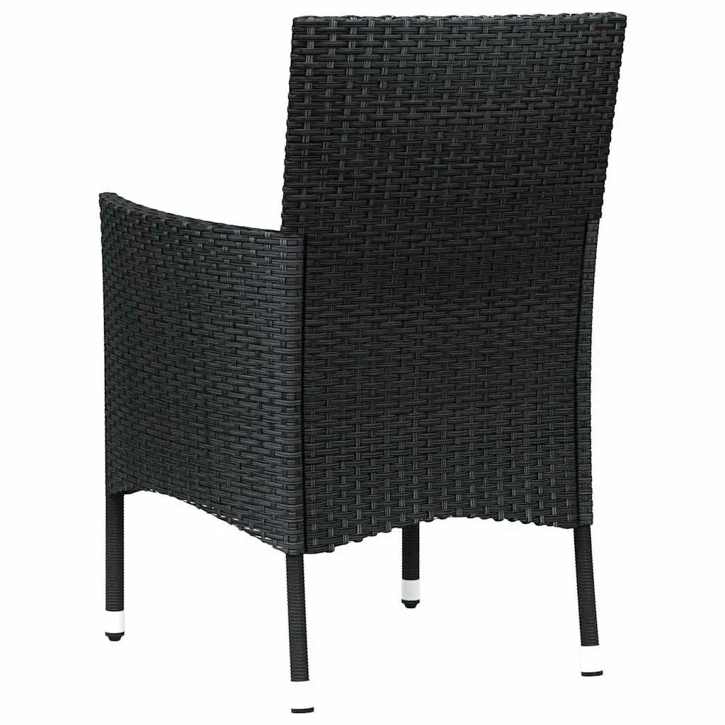 Outdoor Garden Chairs Set 4pcs Black Poly Rattan Armchair Padded Cushion