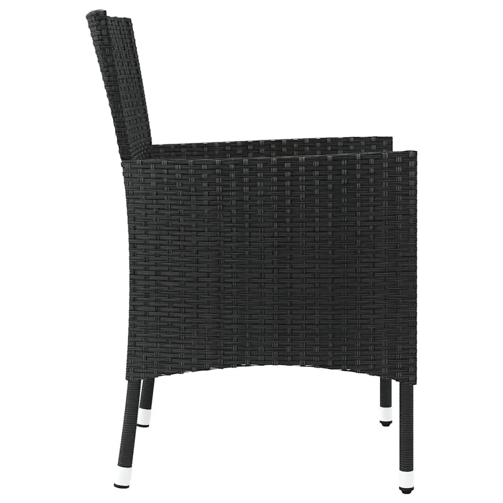 Outdoor Garden Chairs Set 4pcs Black Poly Rattan Armchair Padded Cushion