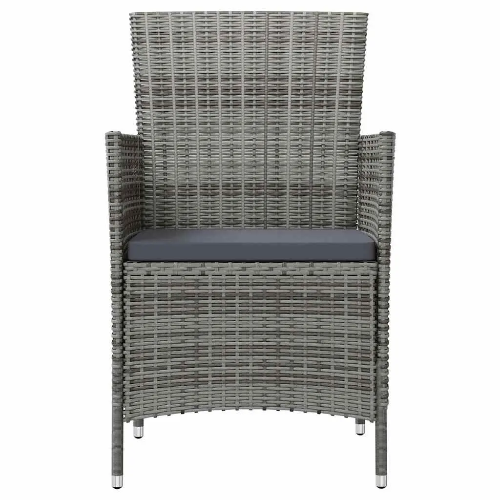Outdoor Garden Chairs Set Grey PE Rattan Armchairs with Cushions 4 Piece