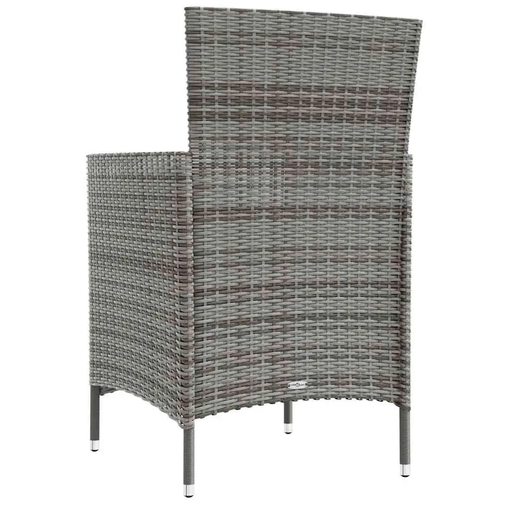 Outdoor Garden Chairs Set Grey PE Rattan Armchairs with Cushions 4 Piece