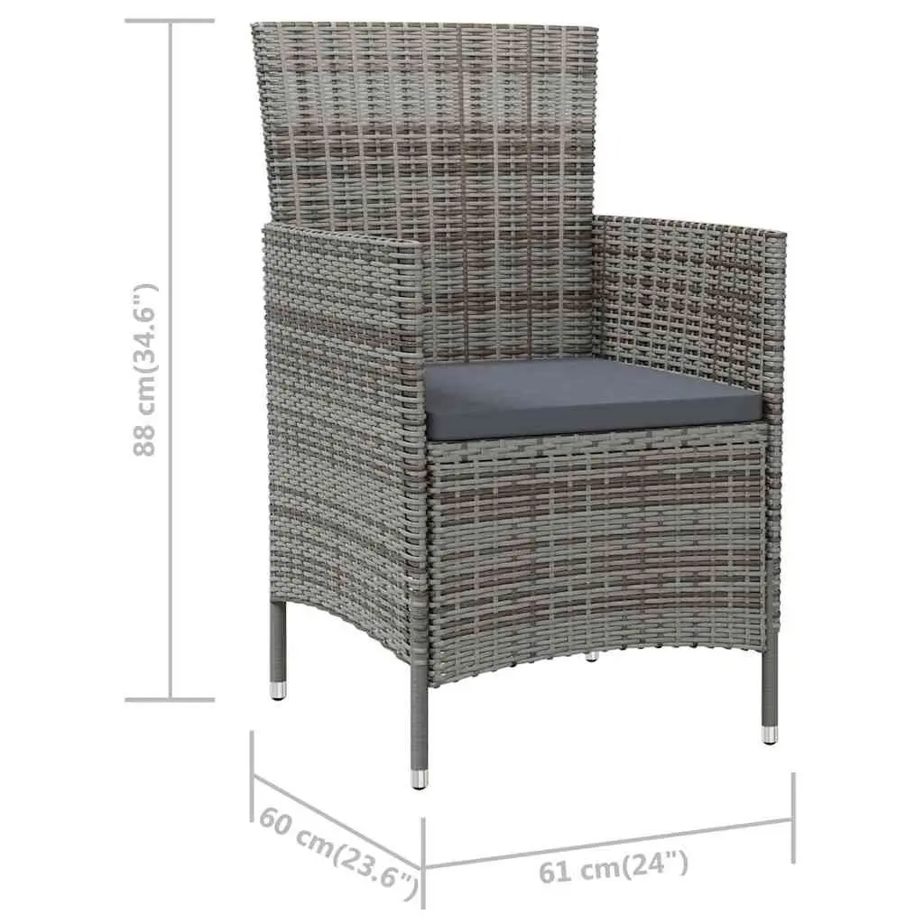 Outdoor Garden Chairs Set Grey PE Rattan Armchairs with Cushions 4 Piece