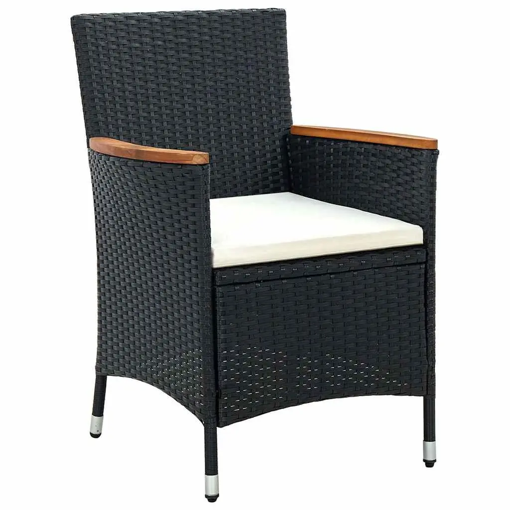 Outdoor Dining Chairs Poly Rattan Black Ergonomic 4 Piece Set