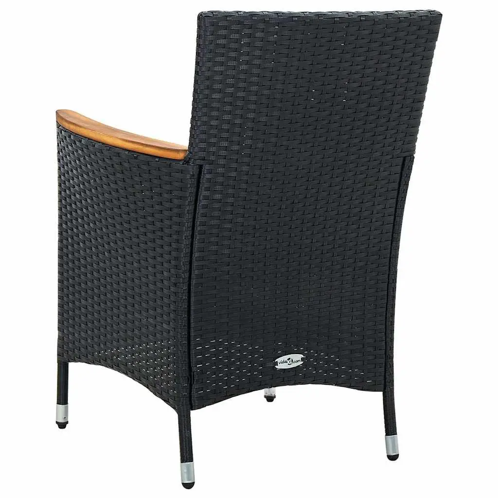 Outdoor Dining Chairs Poly Rattan Black Ergonomic 4 Piece Set