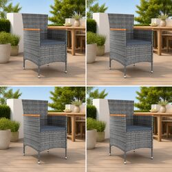 Outdoor Dining Chairs Set 4 pcs Garden Patio Furniture Poly Rattan Grey Seating