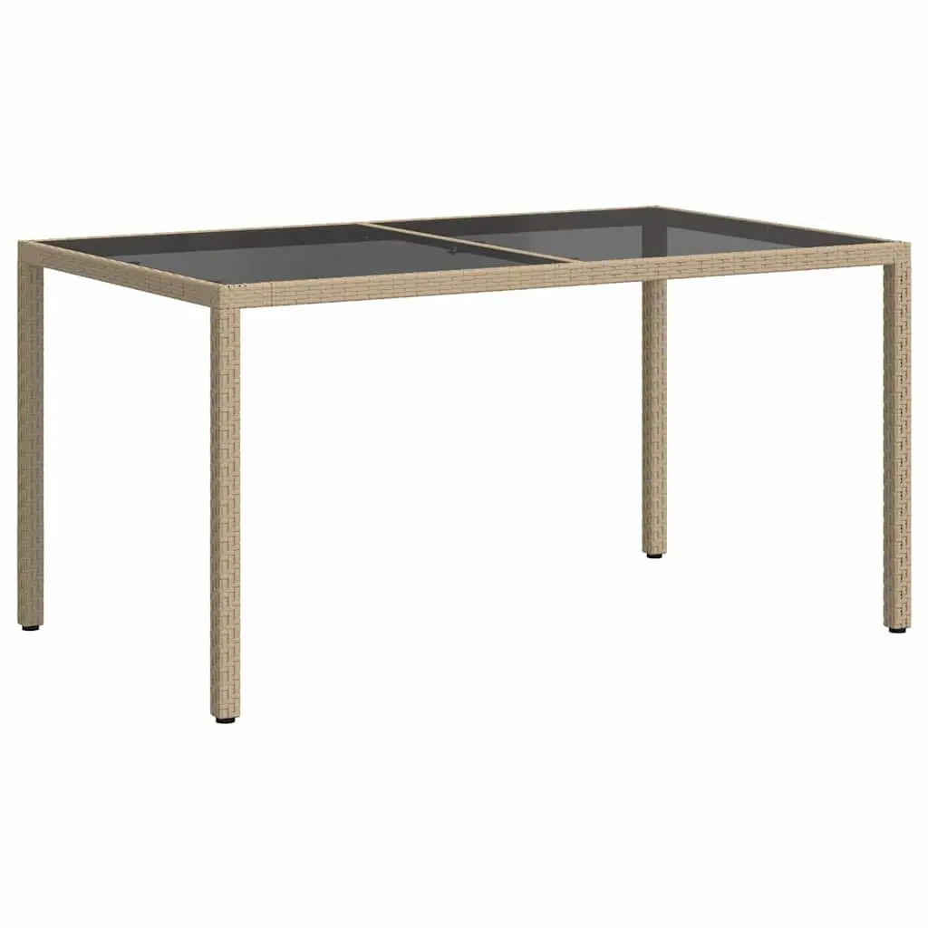 Garden Table Poly Rattan 150x90x75cm Outdoor Patio Furniture Tempered Glass