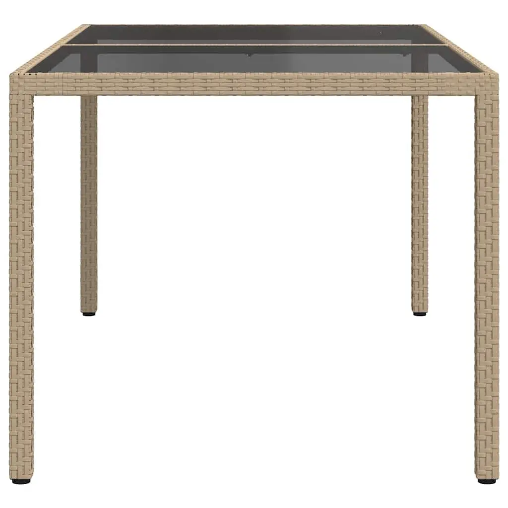 Garden Table Poly Rattan 150x90x75cm Outdoor Patio Furniture Tempered Glass