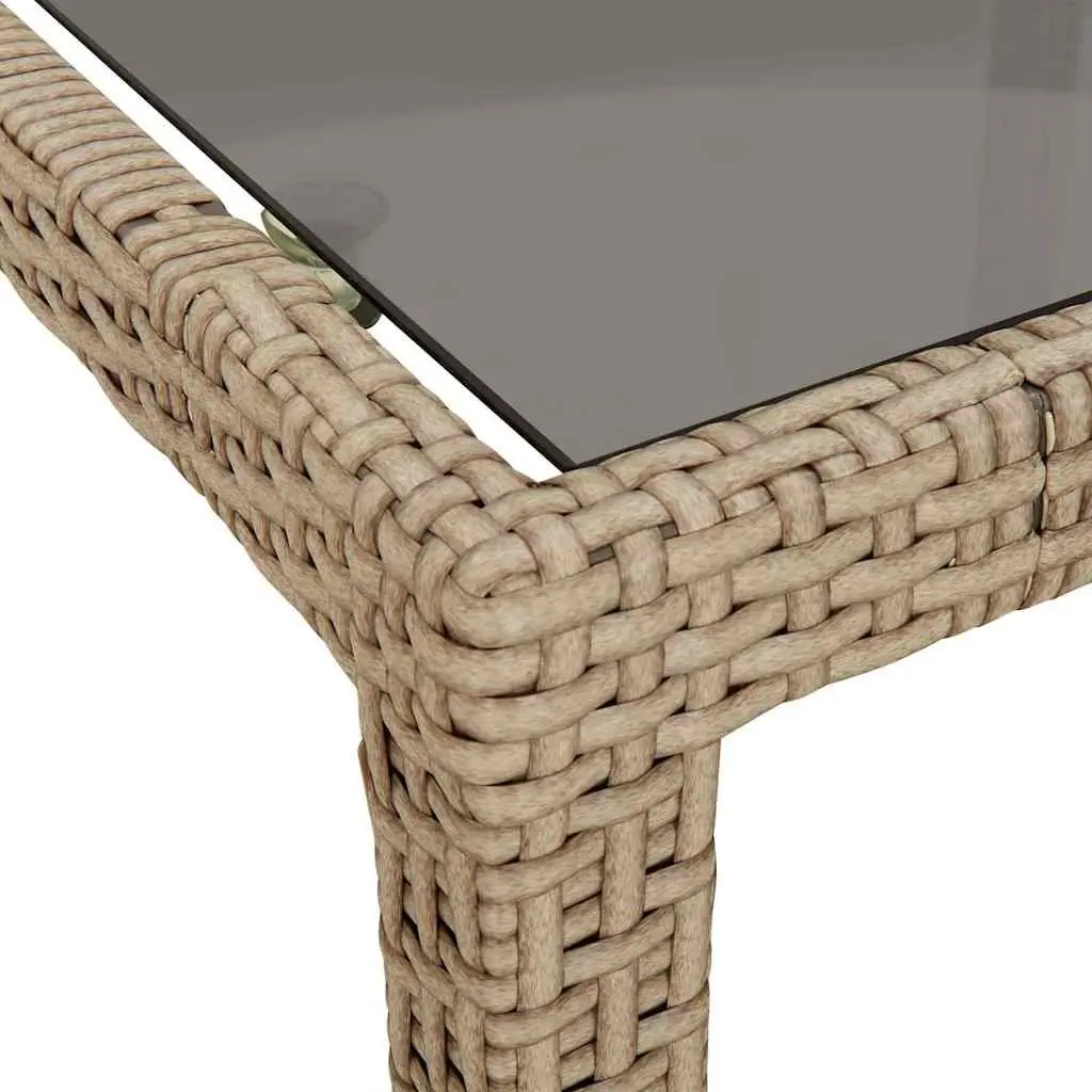 Garden Table Poly Rattan 150x90x75cm Outdoor Patio Furniture Tempered Glass