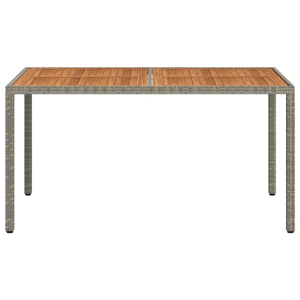 Garden Table Outdoor Patio Dining Poly Rattan Acacia Wood Grey 150x90x75cm
