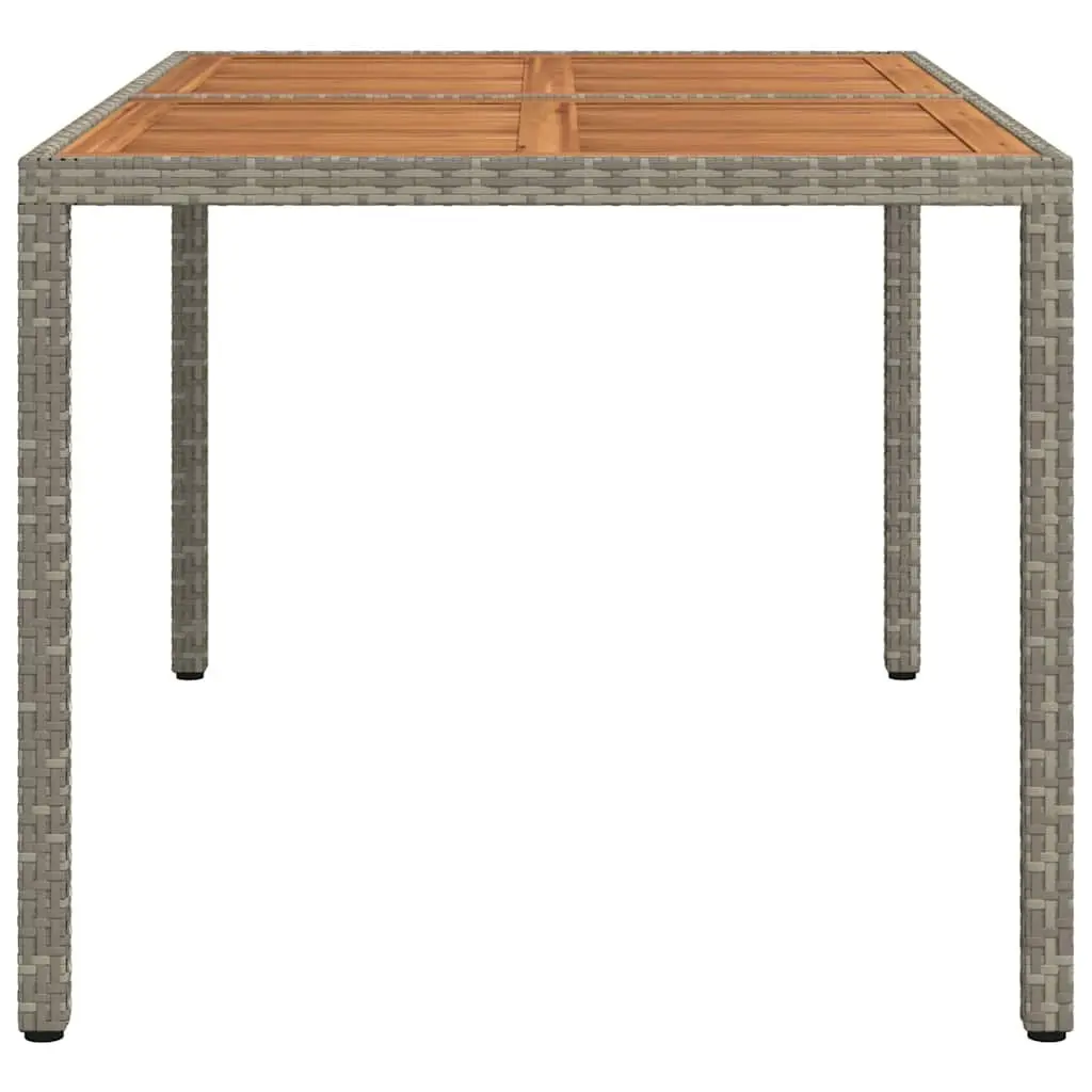 Garden Table Outdoor Patio Dining Poly Rattan Acacia Wood Grey 150x90x75cm