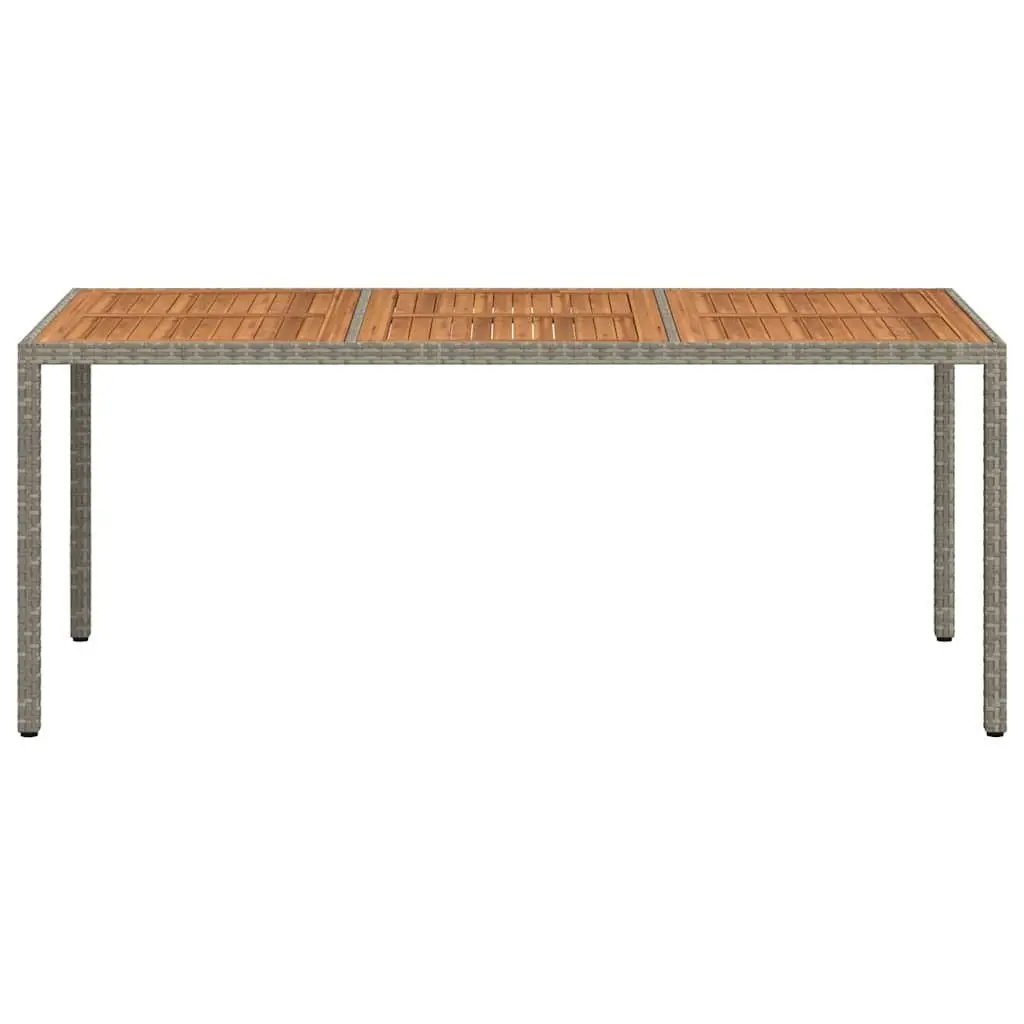 Garden Table 190x90x75cm Grey Outdoor Patio Poly Rattan Acacia Wood Furniture