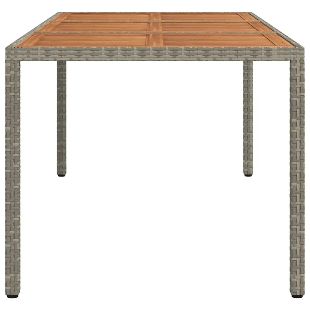 Garden Table 190x90x75cm Grey Outdoor Patio Poly Rattan Acacia Wood Furniture