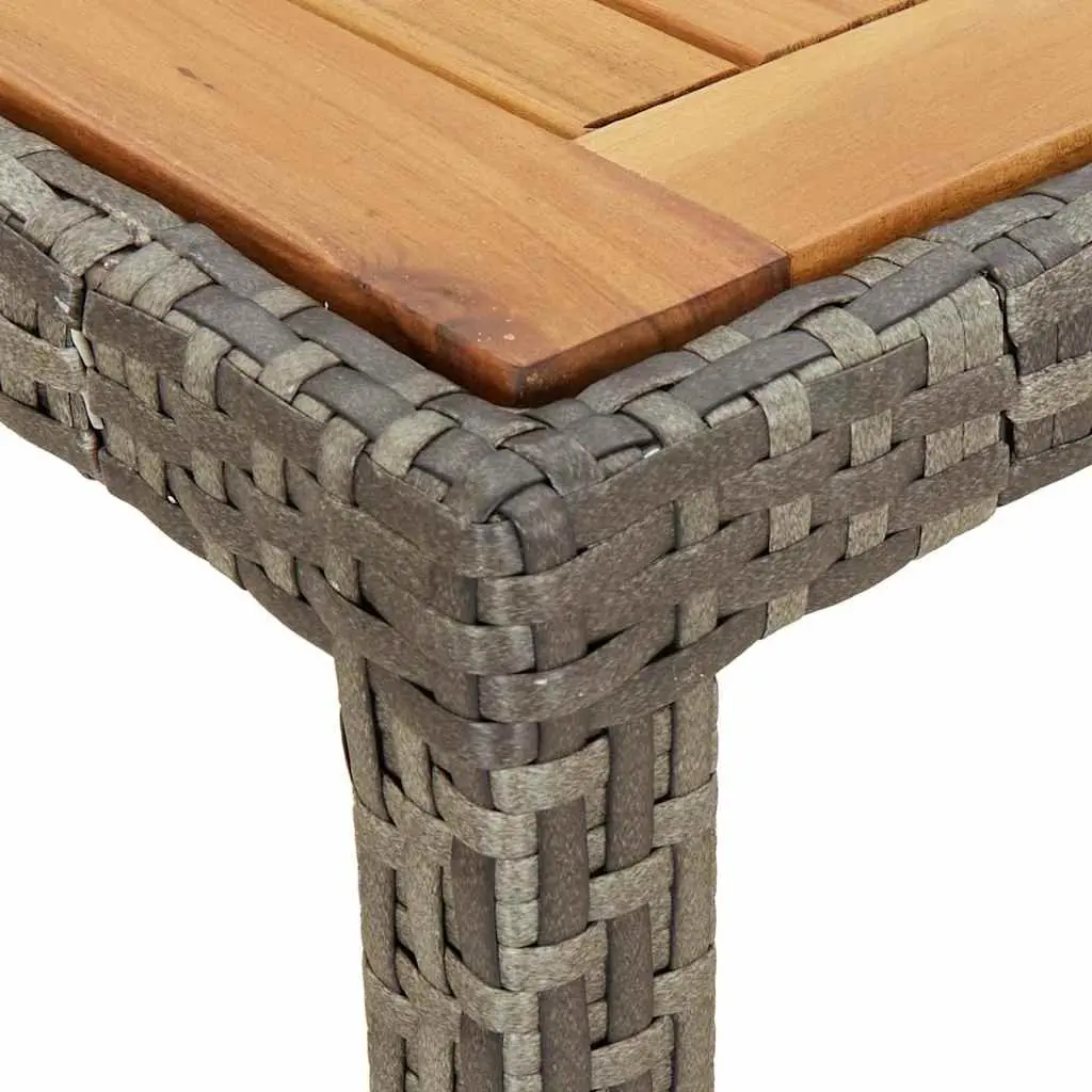Garden Table 190x90x75cm Grey Outdoor Patio Poly Rattan Acacia Wood Furniture