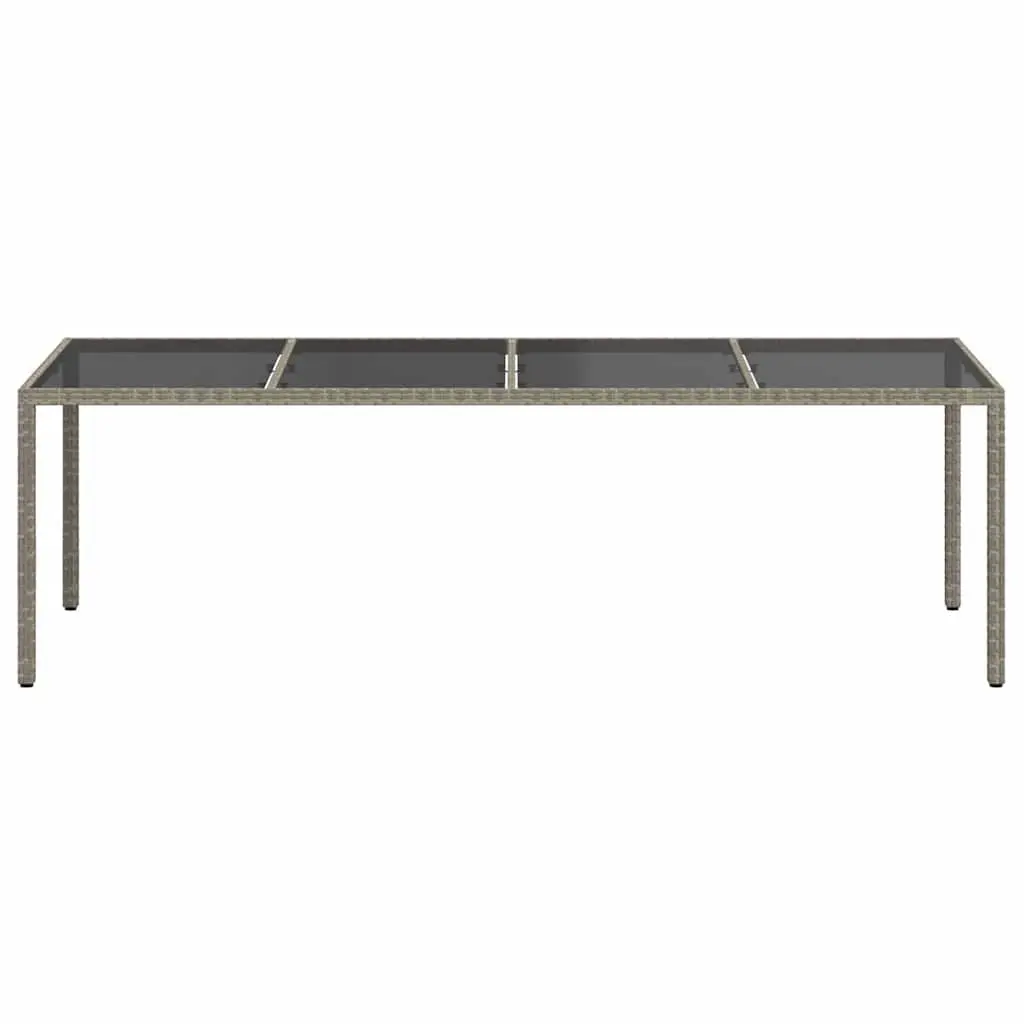 Garden Table Grey Tempered Glass Poly Rattan Frame 250 x 100 x 75 cm