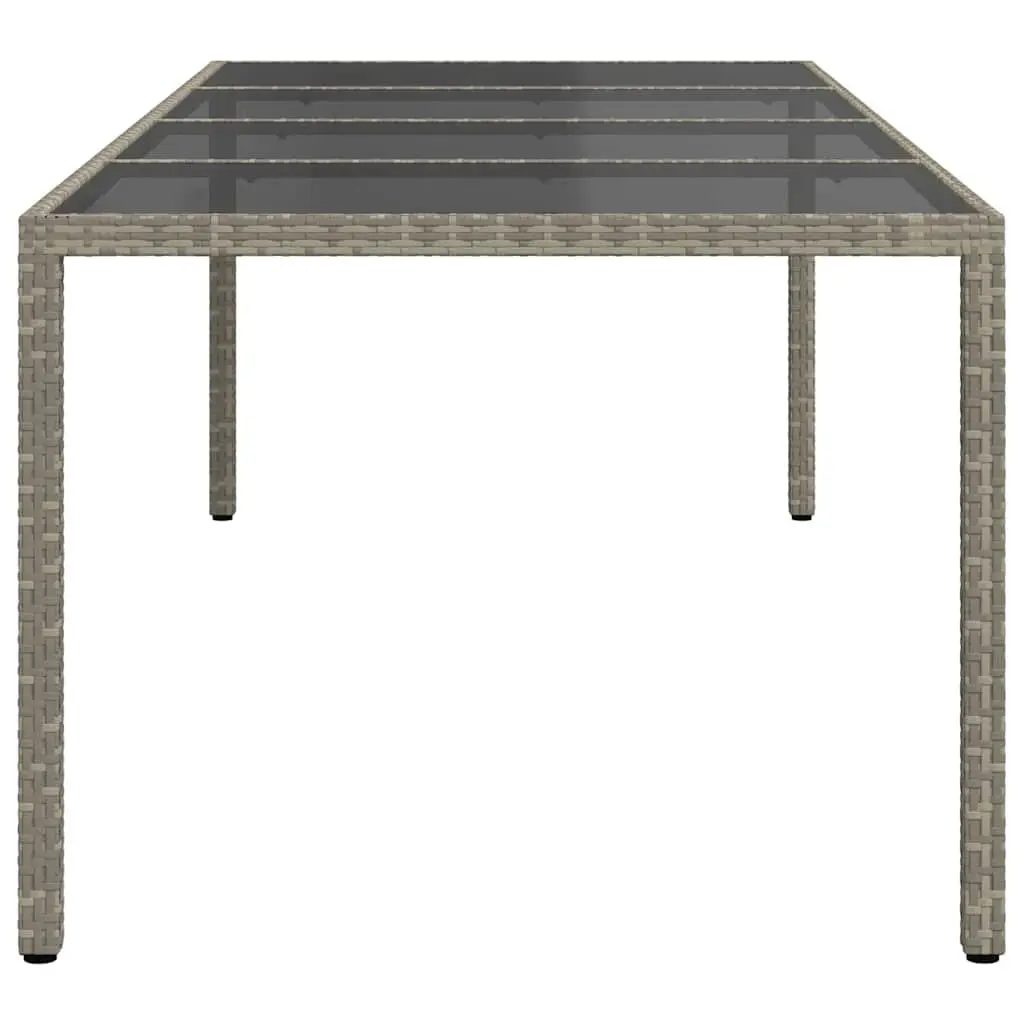 Garden Table Grey Tempered Glass Poly Rattan Frame 250 x 100 x 75 cm