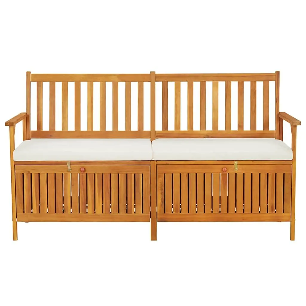 Storage Bench with Cushion 148cm Solid Acacia Wood Brown for Indoor and Outdoor Use