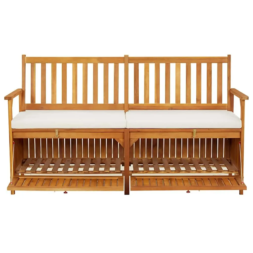 Storage Bench with Cushion 148cm Solid Acacia Wood Brown for Indoor and Outdoor Use