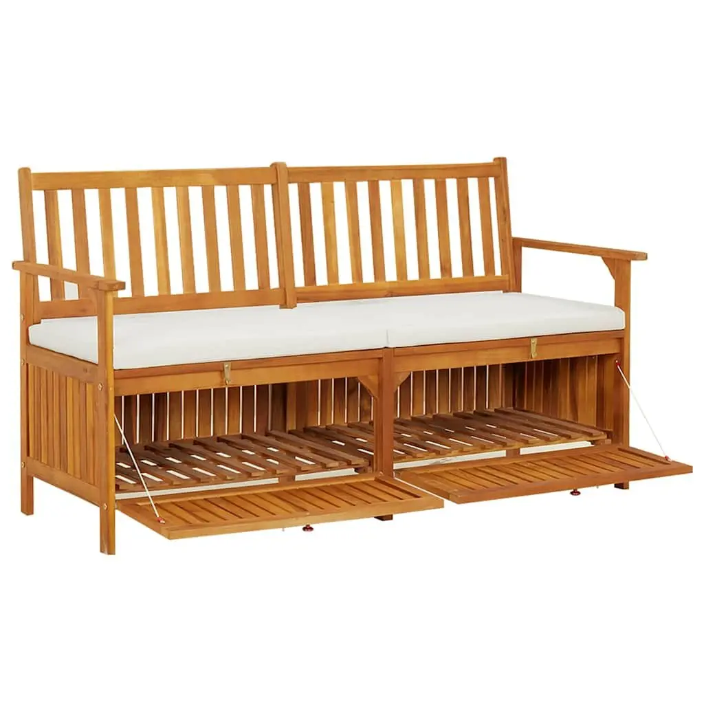 Storage Bench with Cushion 148cm Solid Acacia Wood Brown for Indoor and Outdoor Use