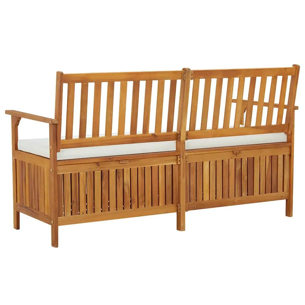 Storage Bench with Cushion 148cm Solid Acacia Wood Brown for Indoor and Outdoor Use