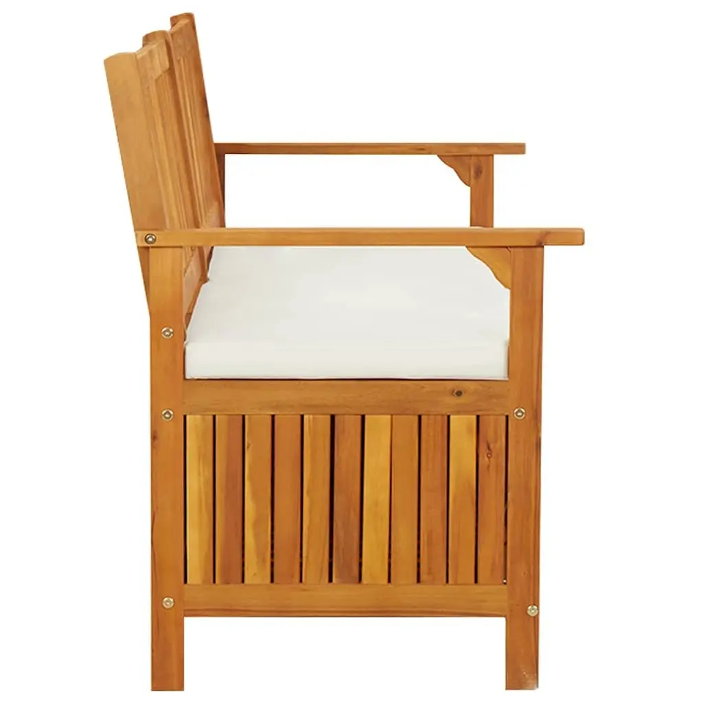 Storage Bench with Cushion 148cm Solid Acacia Wood Brown for Indoor and Outdoor Use