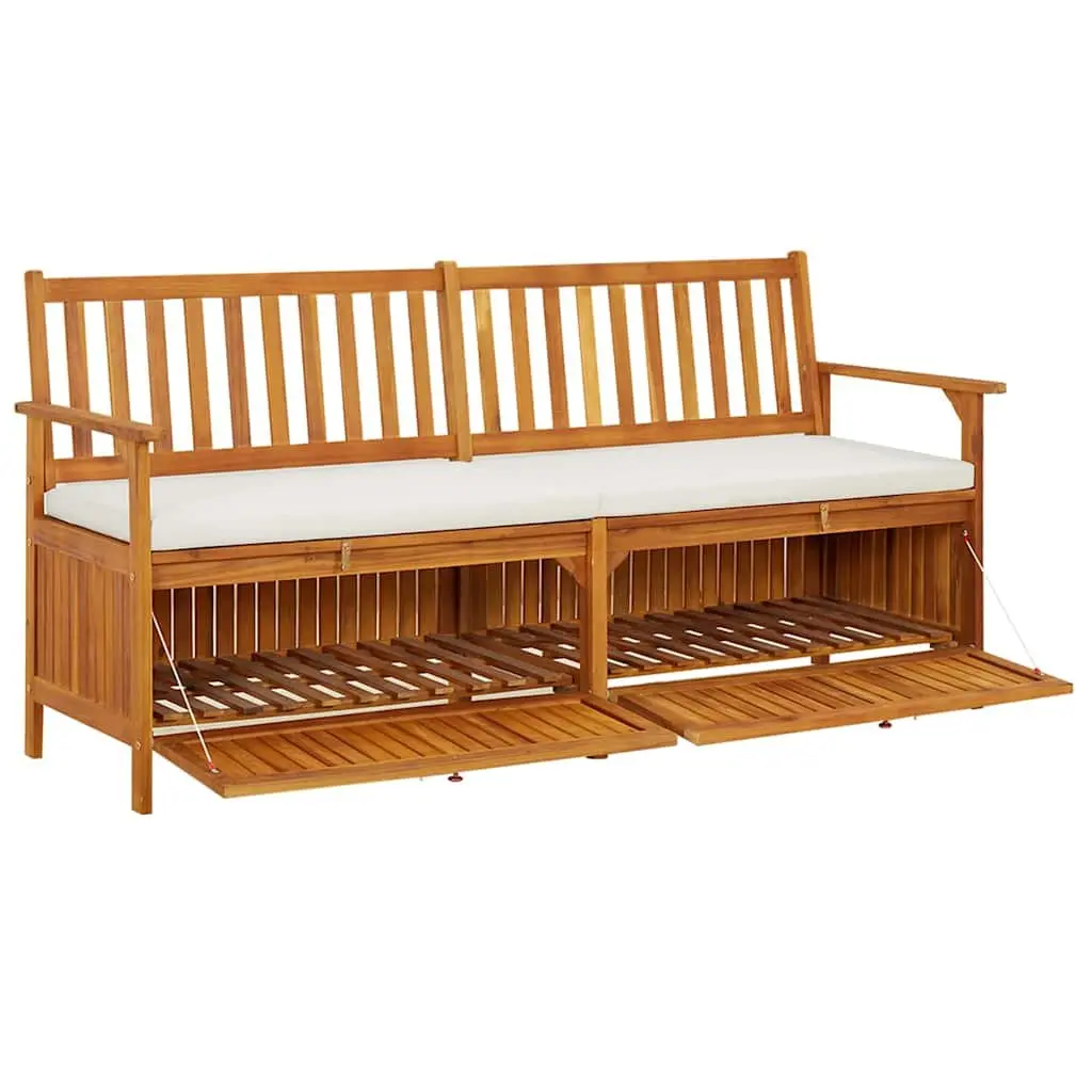 Storage Bench with Cushion Solid Wood Acacia Brown 170cm Indoor Outdoor Seating