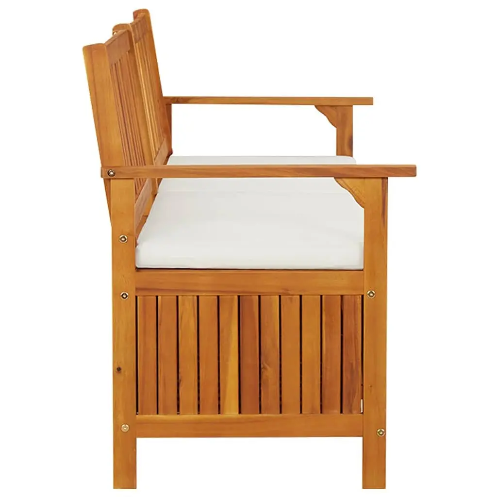Storage Bench with Cushion Solid Wood Acacia Brown 170cm Indoor Outdoor Seating