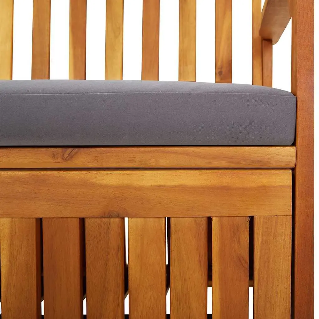 Outdoor Storage Bench 170cm Solid Wood Acacia Padded Seat Grey Garden