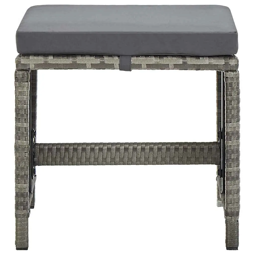 Outdoor Garden Stools Set 4 Pieces Weather-Resistant PE Rattan Steel Frame with Cushions