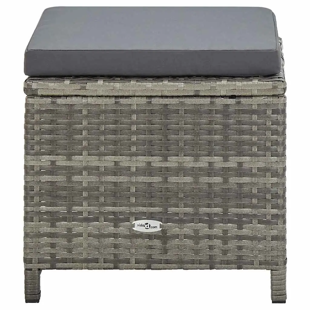 Outdoor Garden Stools Set 4 Pieces Weather-Resistant PE Rattan Steel Frame with Cushions