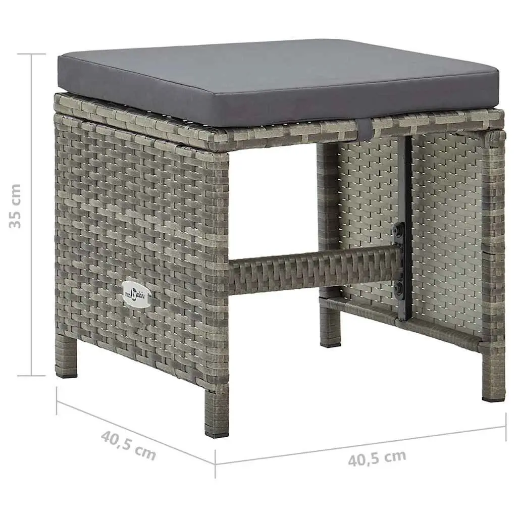 Outdoor Garden Stools Set 4 Pieces Weather-Resistant PE Rattan Steel Frame with Cushions