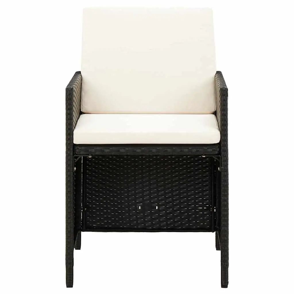 Outdoor Garden Chair and Stool Set Black Weather Resistant PE Rattan 4 Piece
