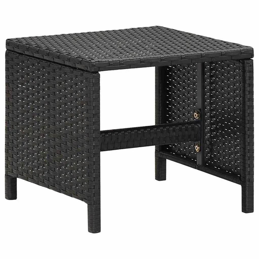 Outdoor Garden Chair and Stool Set Black Weather Resistant PE Rattan 4 Piece