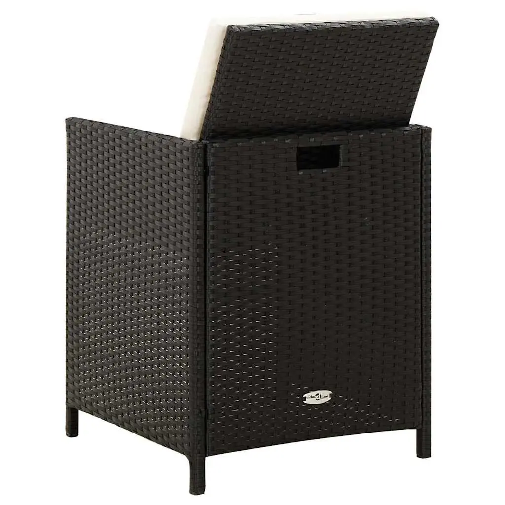 Outdoor Garden Chair and Stool Set Black Weather Resistant PE Rattan 4 Piece