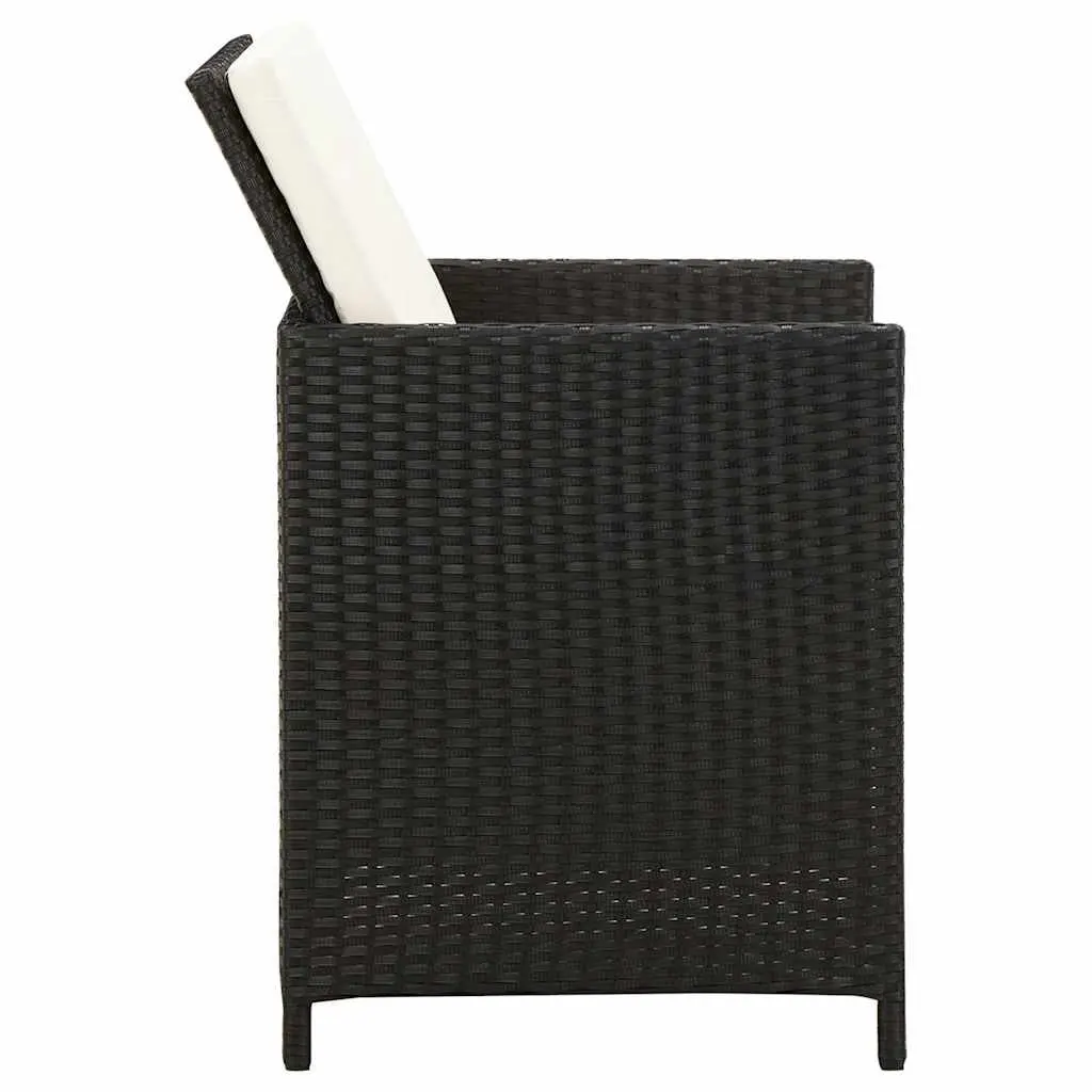 Outdoor Garden Chair and Stool Set Black Weather Resistant PE Rattan 4 Piece