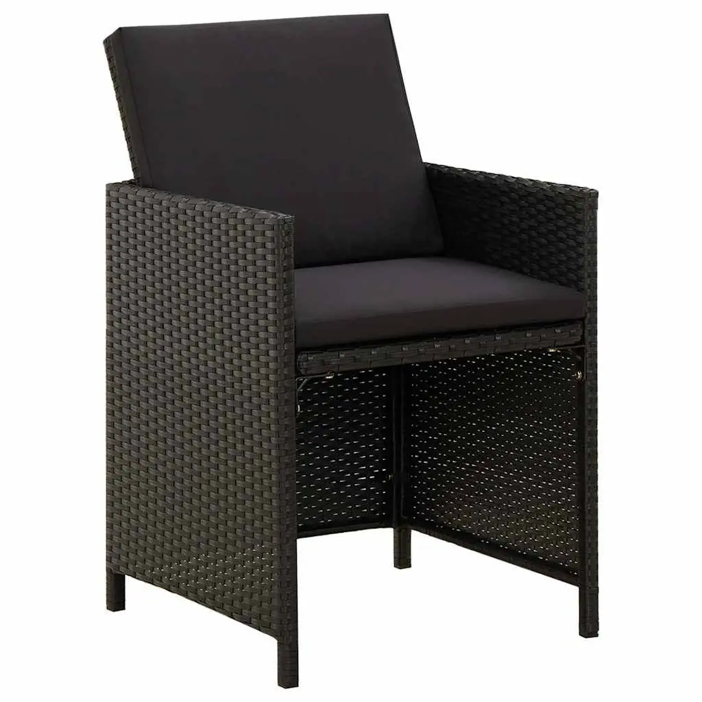 Outdoor Dining Chairs Set of 2 in Black Poly Rattan