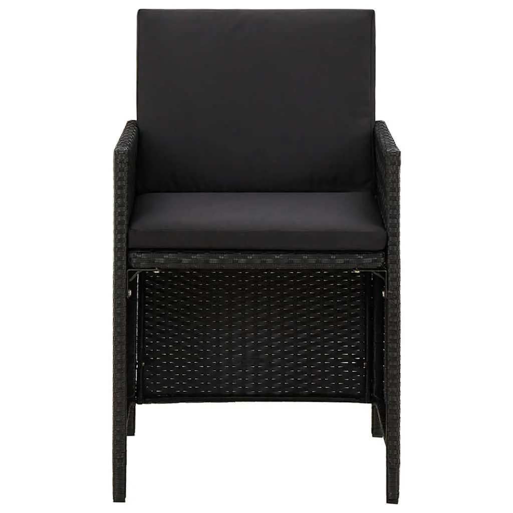 Outdoor Dining Chairs Set of 2 in Black Poly Rattan