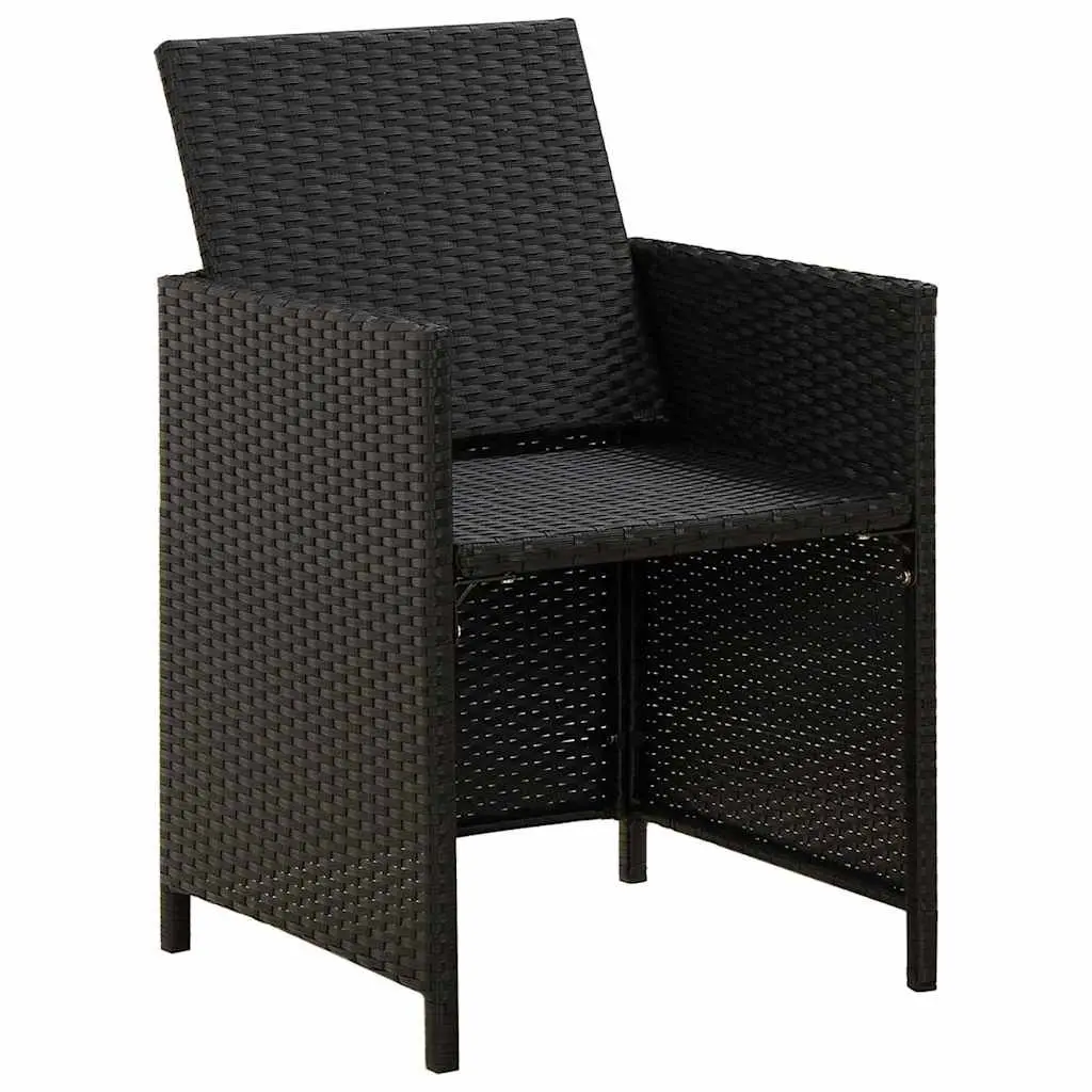 Outdoor Dining Chairs Set of 2 in Black Poly Rattan