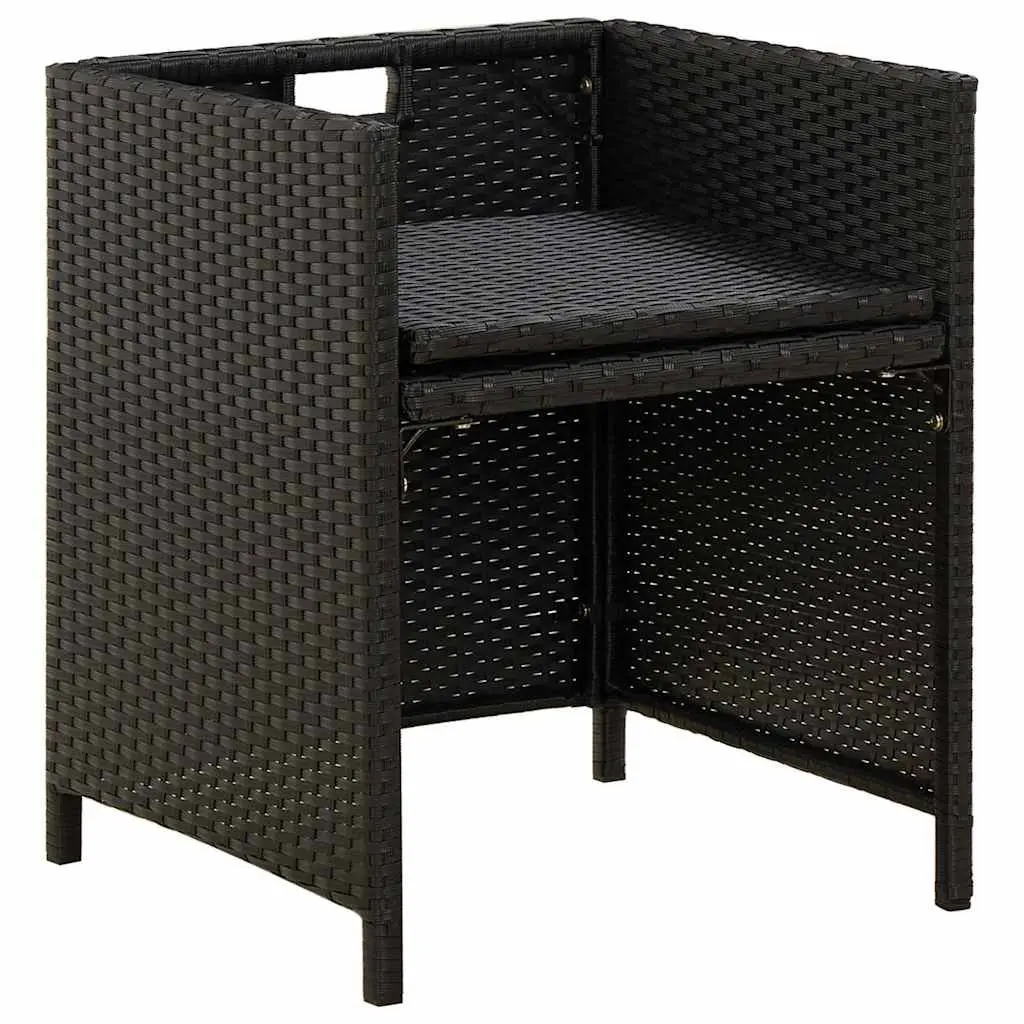 Outdoor Dining Chairs Set of 2 in Black Poly Rattan